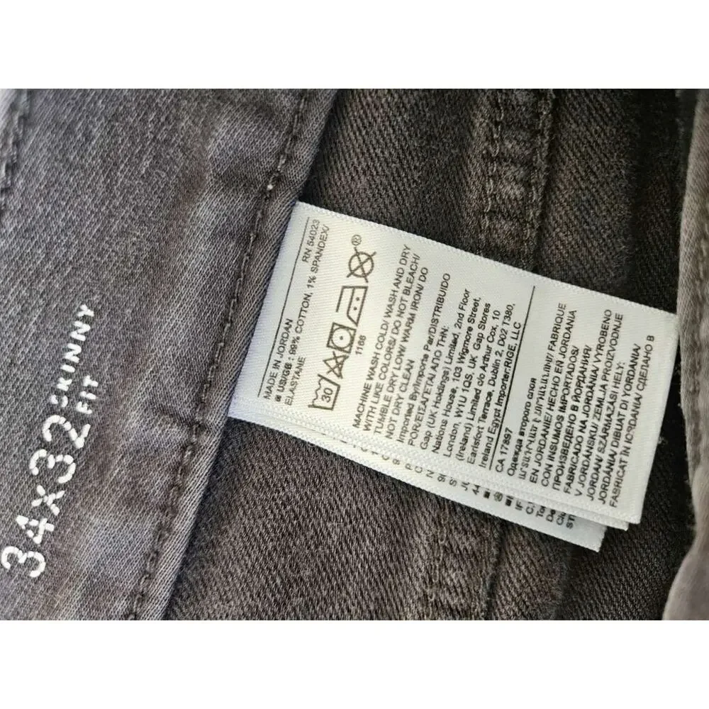 Banana Republic Traveler Jeans 34x32 Gray Skinny Fit Stretch Denim Pants Men
